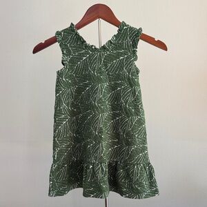 Janie and Jack Green Leaf Print Ruffle Dress